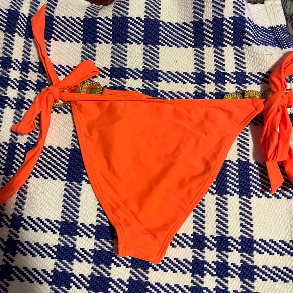 Moda Minx Neon Orange Boujee Luxe Rhinestone Crystal Triangle Bikini Set M S👙🧡 - Picture 10 of 11